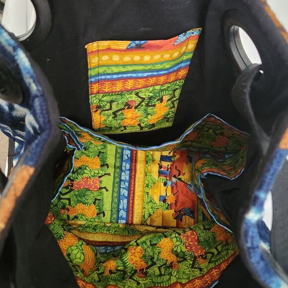 Women's Brown Woven Canvas Tribal Ethnic Pattern Tote - Picture 6 of 6